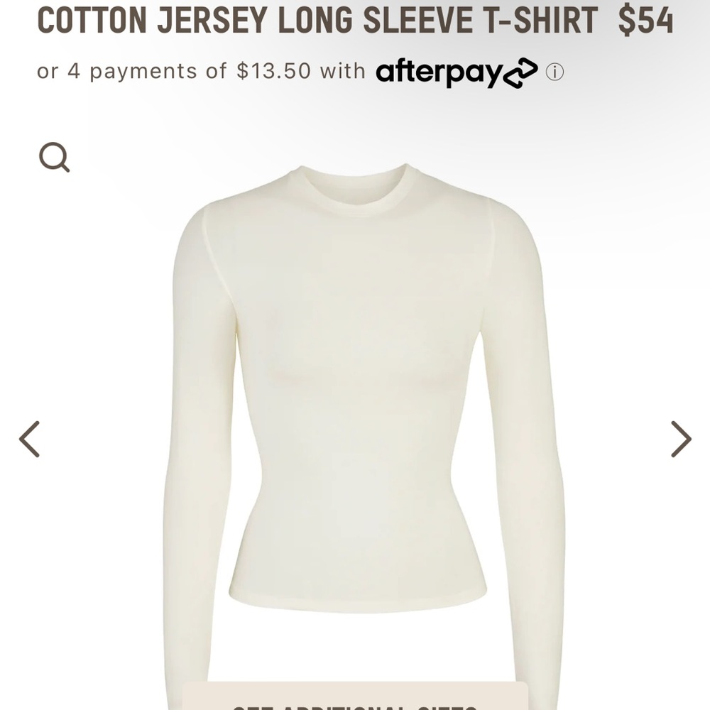 NWOT SKIMS Cotton Jersey Long Sleeve T-Shirt in Bone